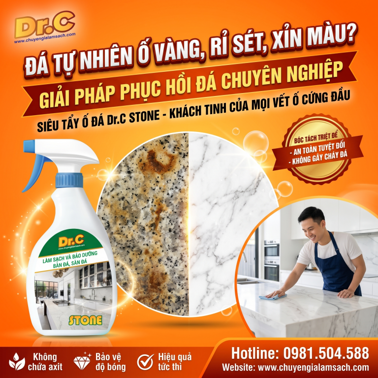 Siêu Tẩy Ố Đá Tự Nhiên Dr.C Stone: Giải Pháp Phục Hồi Granite & Marble Trắng Sáng Bền Lâu