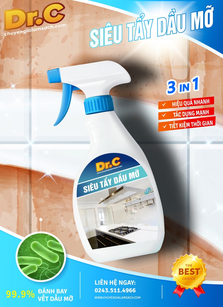 Tẩy Dầu Mỡ Trên Lưới Lọc Máy Hút Mùi - Siêu Tẩy Dầu Mỡ Dr.C