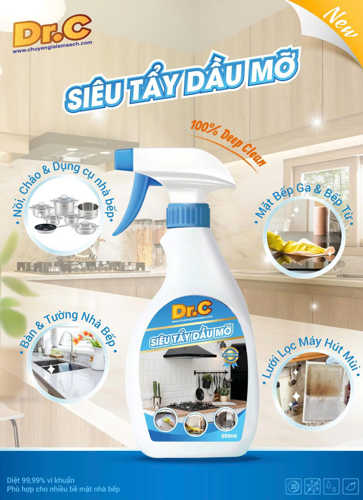 Siêu Tẩy Dầu Mỡ - TẨY DẦU MỠ TRÊN LƯỚI LỌC MÁY HÚT MÙI, KIỀNG BẾP GA, BẾP TỪ ...