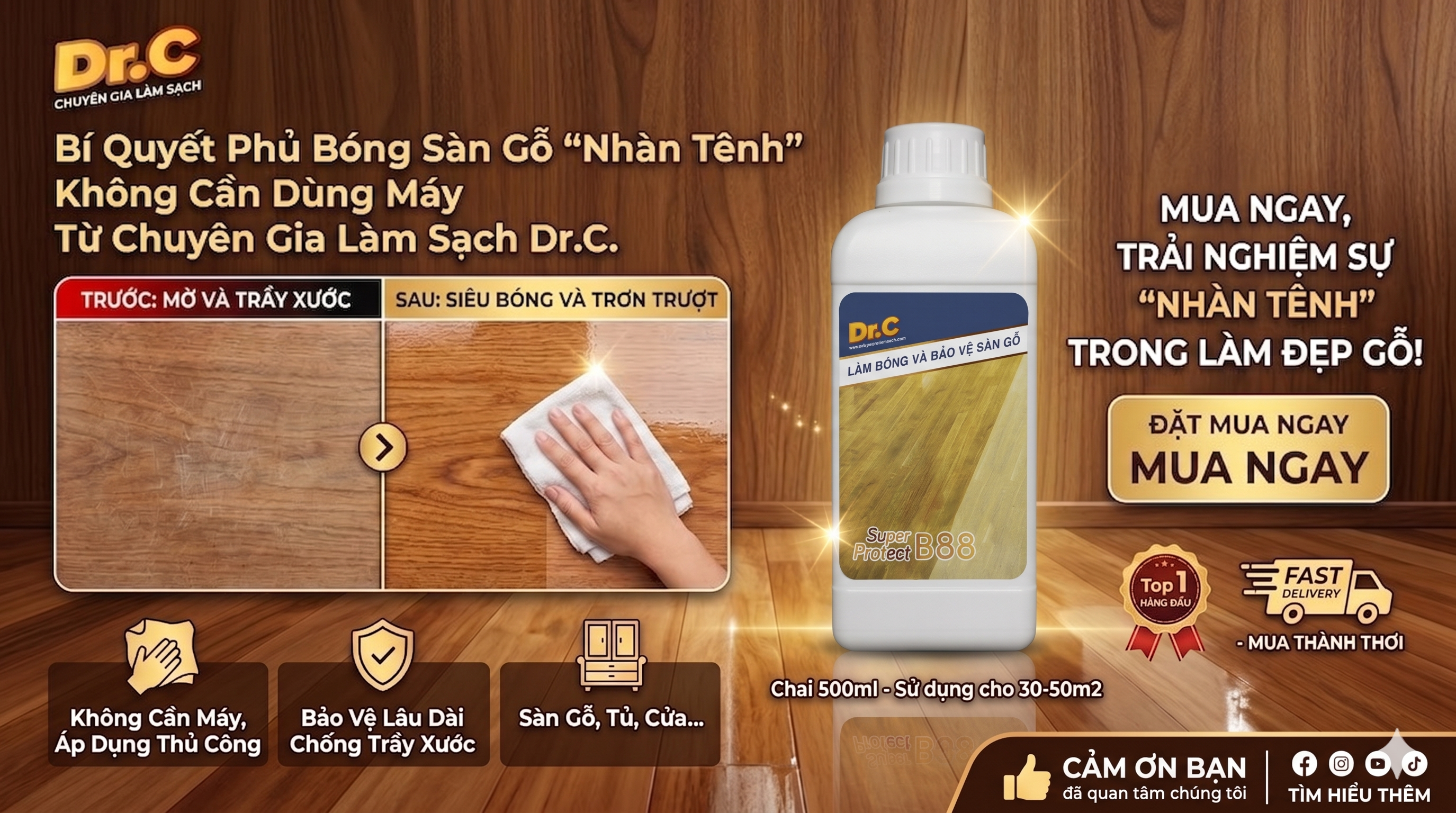 Bí Quyết Phủ Bóng Sàn Gỗ 