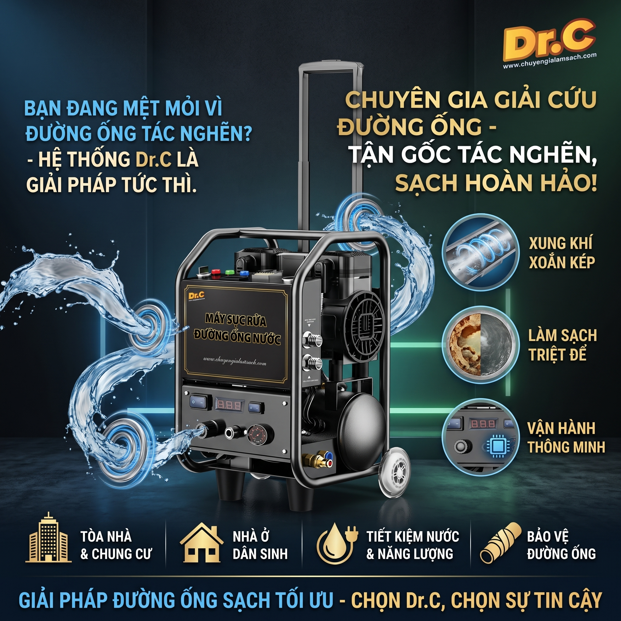 Đánh Giá Máy Sục Rửa Đường Ống Nước Thông Minh Xung Khí Xoắn Kép: Giải Pháp Toàn Diện Cho Chung Cư Và Tòa Nhà