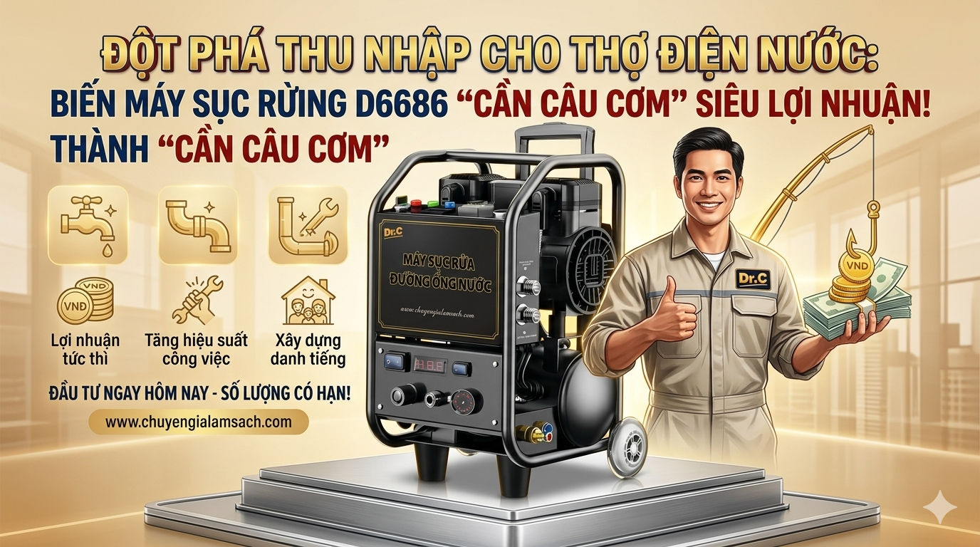 Đột Phá Thu Nhập Cho Thợ Điện Nước: Biến Máy Sục Rửa Đường Ống D6686 Thành 