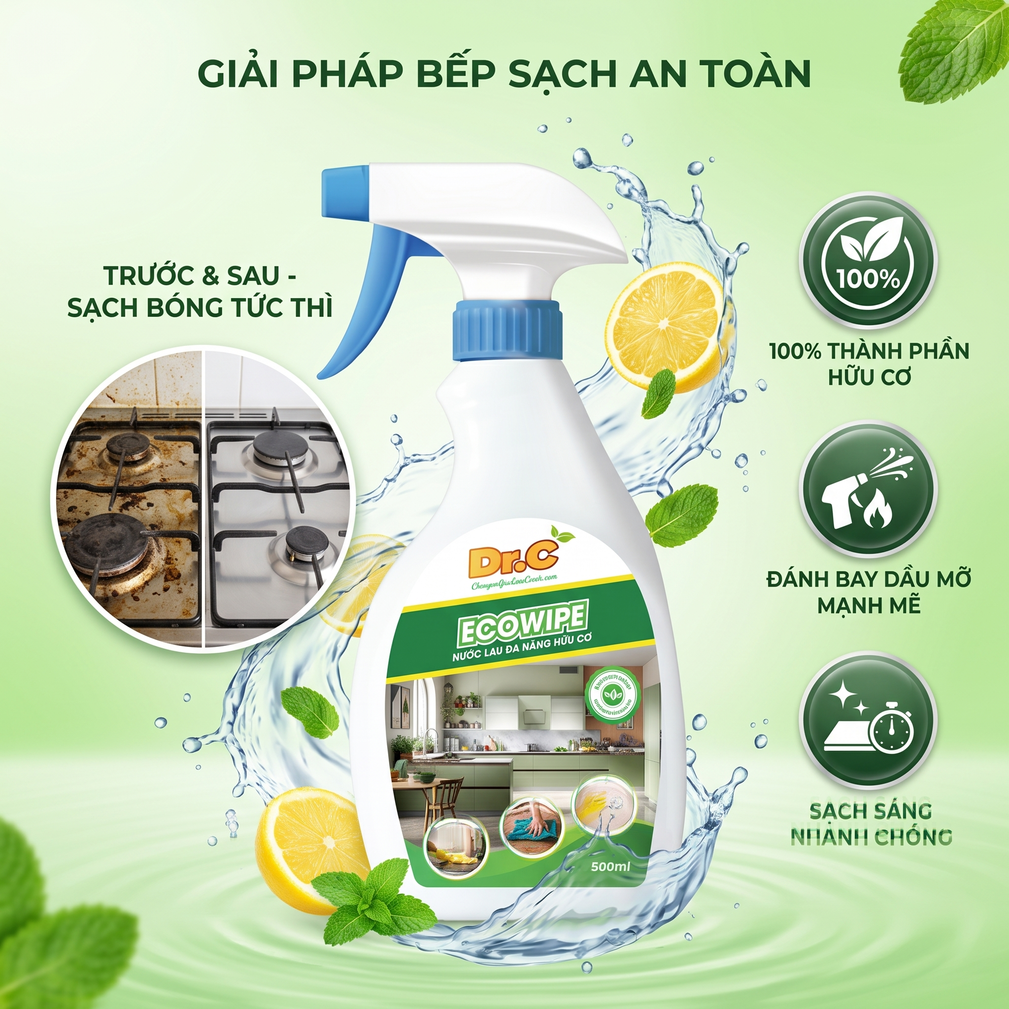Nước Lau Đa Năng Hữu Cơ Dr.Clean Eco Wipe: Trợ Thủ Đắc Lực Cho Lối Sống Xanh