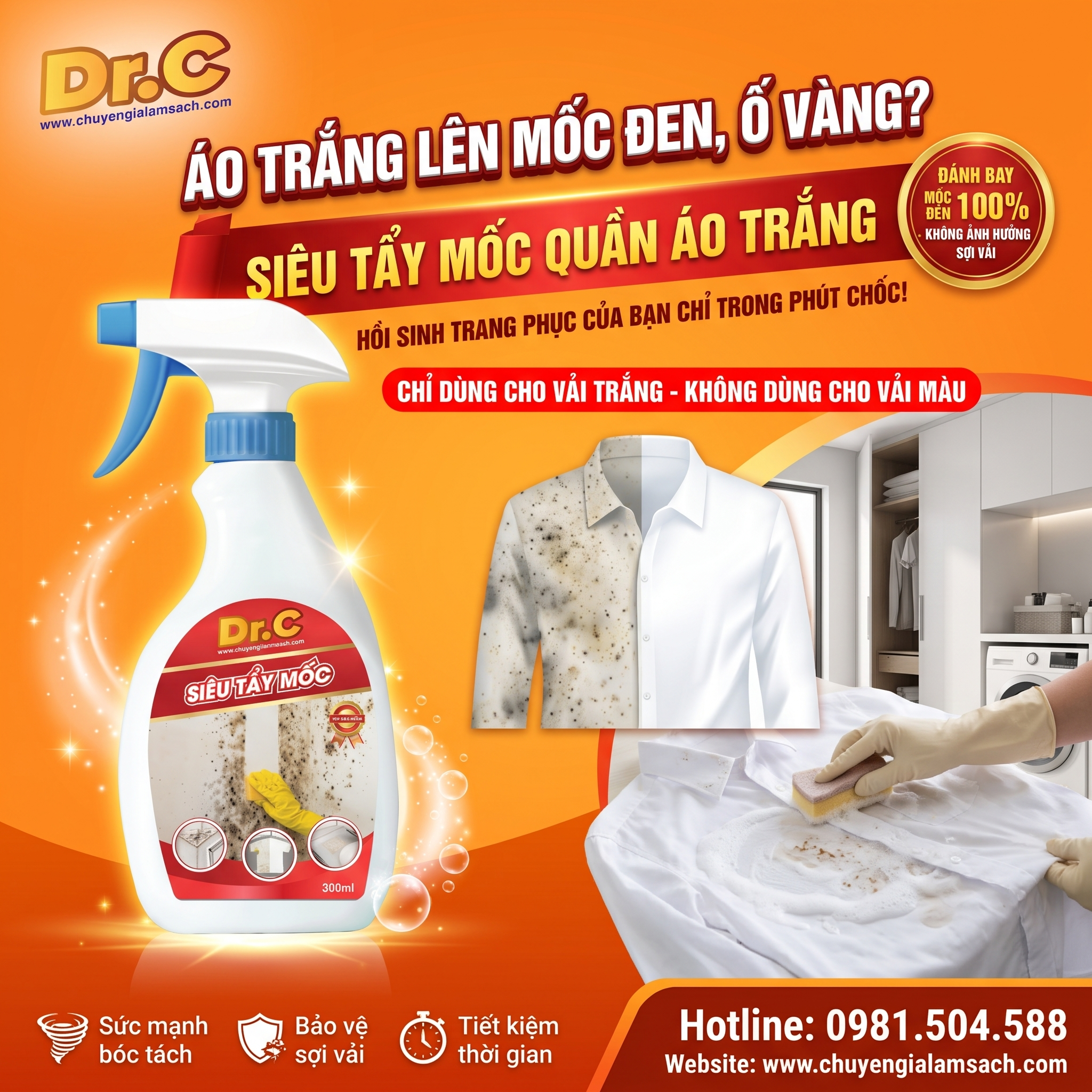 Siêu Tẩy Mốc Quần Áo Trắng Dr.Clean: Tuyệt Chiêu Siêu Tẩy Mốc Quần Áo Trắng Dr.Clean: Tuyệt Chiêu