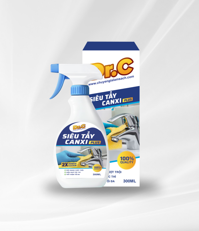 Dung Dich Tẩy Cặn Canxi Plus - TẨY CẶN CANXI TRÊN VÁCH KÍNH NHÀ TẮM VÀ THIẾT BỊ SEN VÒI