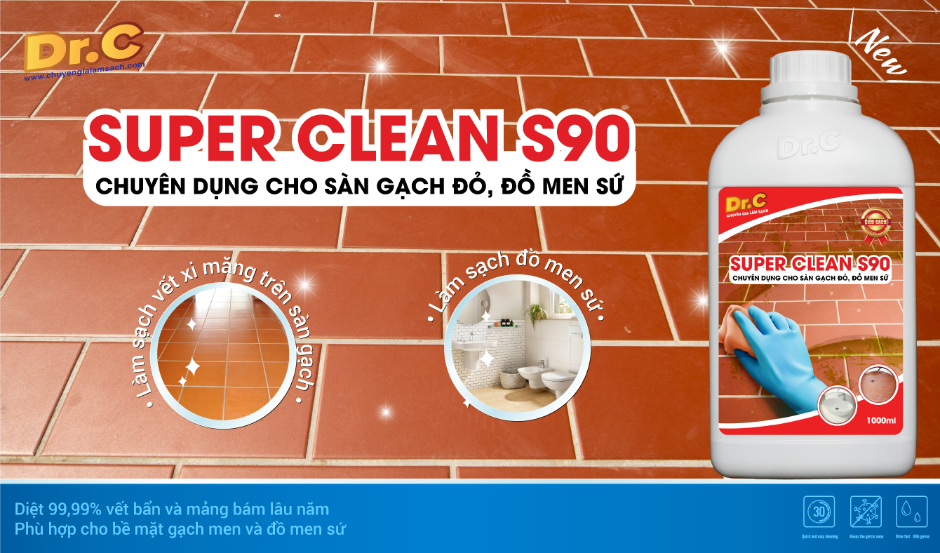 Siêu Tẩy Xi Măng Super Clean S90 Dr.C - Đánh Bay Vết Bẩn, Vôi Vữa 100%