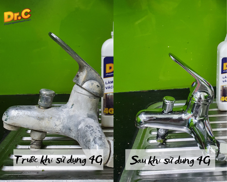 Dung Dịch Tẩy Cặn Canxi trên Kính, Vách Kính Nhà Tắm, Thiết Bị Sen Vòi Inox - Dung Dịch Tẩy Cặn Canxi 4G