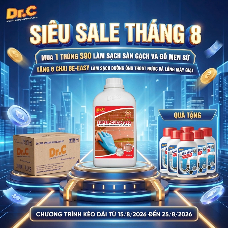 Chương Trình Khuyến Mãi Tháng 8 Dr.Clean: Mua 1 Thùng S90 Tặng Ngay 6 Chai Be-Easy Làm Sạch Toàn Diện