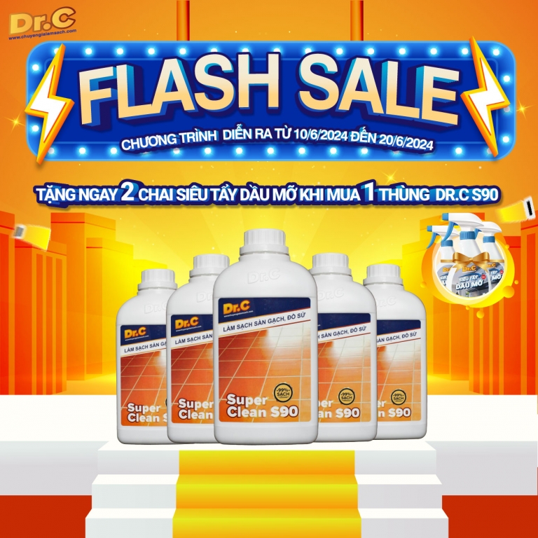 Flash Sale Tháng 6: Mua 1 Thùng Dr.C S90, Tặng Ngay 2 Chai Siêu Tẩy Dầu Mỡ - Dr.C