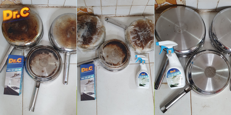 Làm Sạch Đáy Xoong, Nồi Bị Cháy - Siêu Tẩy Dầu Mỡ Dr.C