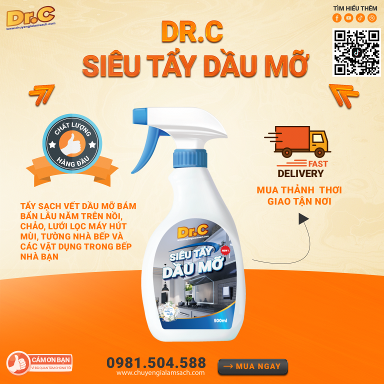 Dr.C Siêu Tẩy Dầu Mỡ Hương Hoa Baby Smile và Dr.C Siêu Tẩy Mốc – Bộ Đôi Làm Sạch Hoàn Hảo Cho Nhà Bếp Và Không Gian Sống