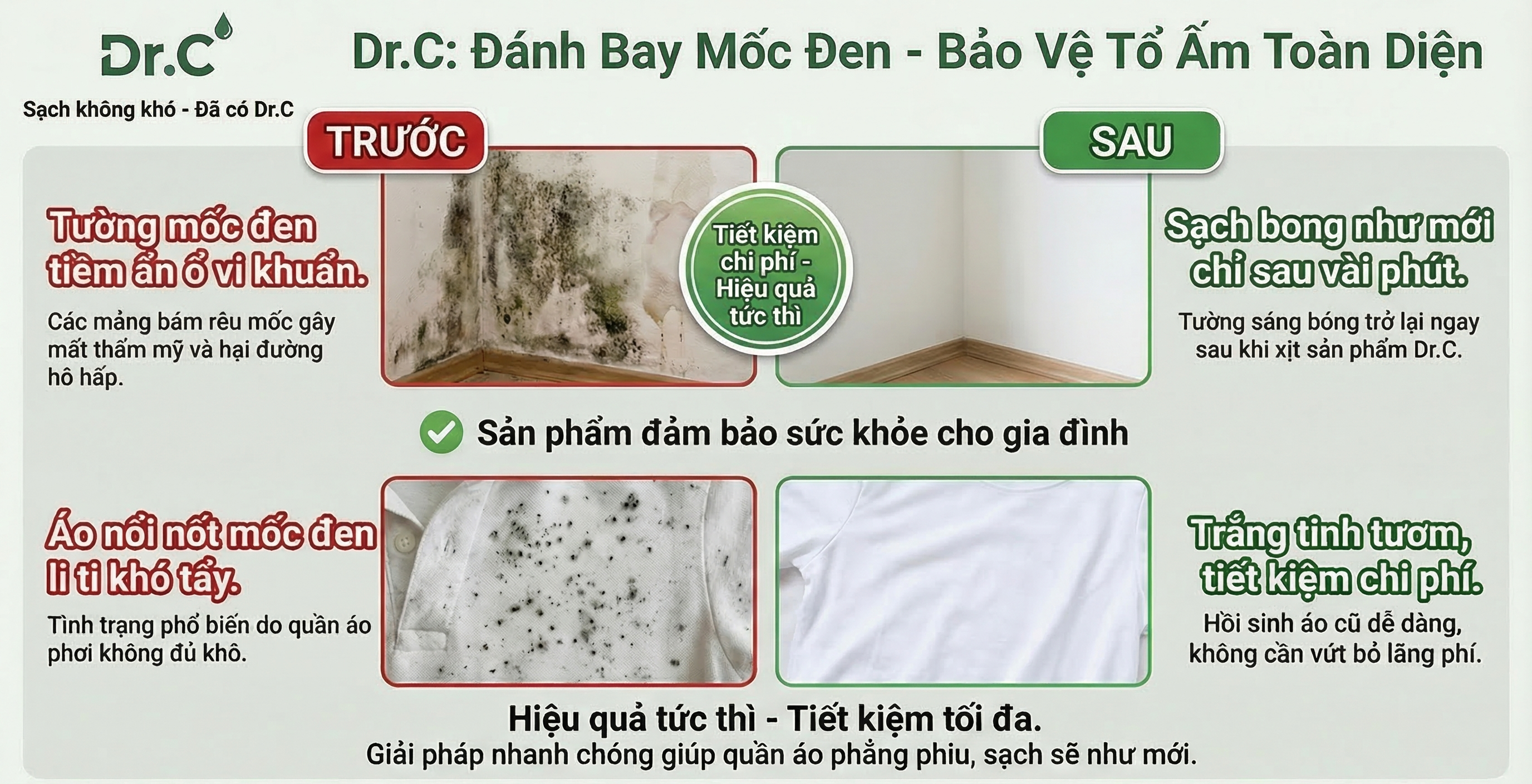 CÁC MẸO TẨY MỐC HIỆU QUẢ TRÊN TƯỜNG VÀ QUẦN ÁO CHO NGÀY NỒM ẨM