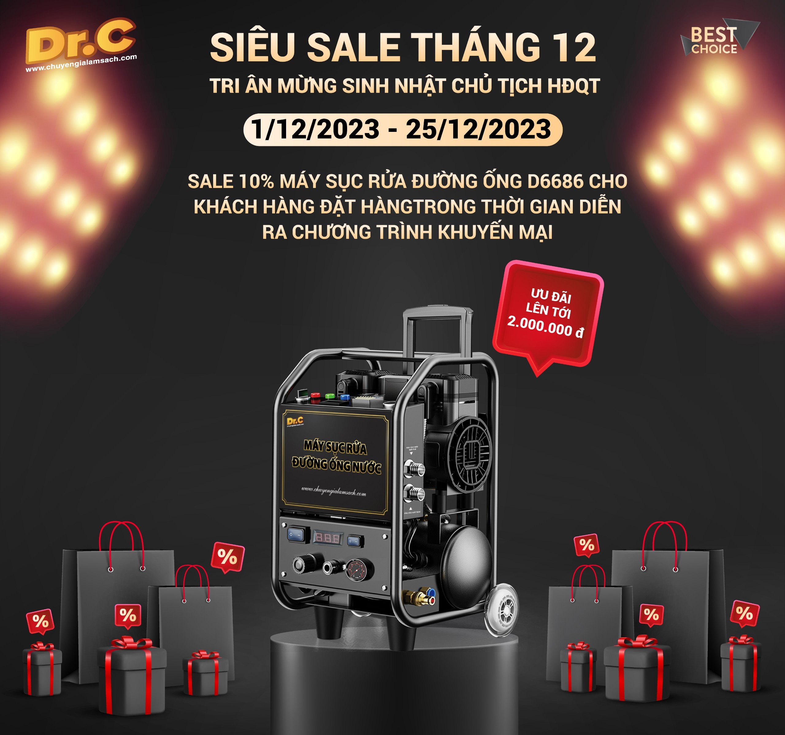 SIÊU KHUYẾN MÃI THÁNG 12 - ƯU ĐÃI LỚN CHO MÁY SỤC RỬA ĐƯỜNG ỐNG NƯỚC DC6686!  SIÊU KHUYẾN MÃI THÁNG 12 - ƯU ĐÃI LỚN CHO MÁY SỤC RỬA ĐƯỜNG ỐNG NƯỚC DC6686!